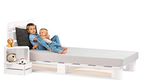 Sunnypillow 120x200 Cm Palettenbett Mit Kopfteil Wei Massivholzbett