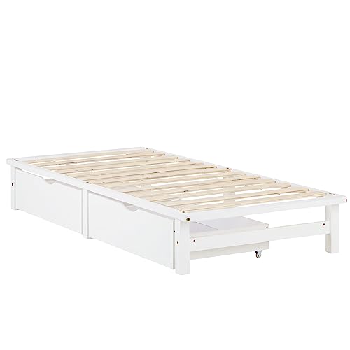 Homestyle4u Bett Holz Holzbett Palettenbett 90x200 Mit Bettkasten