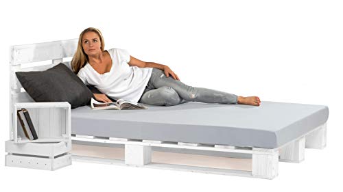 Sunnypillow 180x200 Cm Palettenbett Mit Kopfteil Wei Massivholzbett