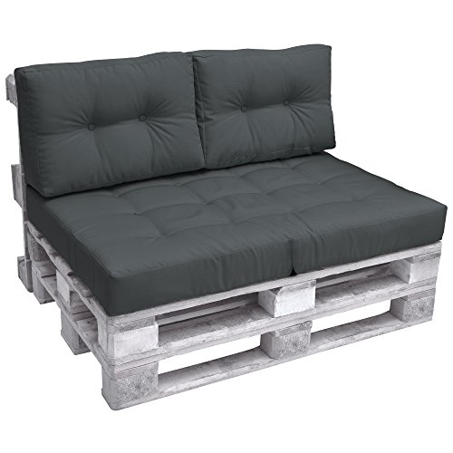 Beautissu Set Palettenkissen Outdoor 1x Sitzkissen 120x80cm 2x