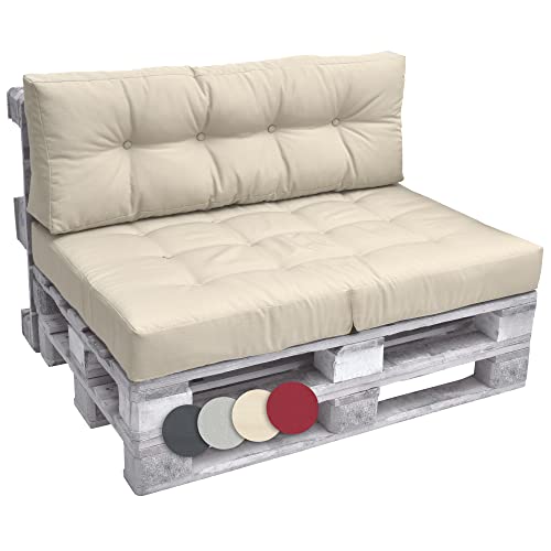 Beautissu Set Palettenkissen Outdoor 1x Sitzkissen 120x80cm 1x