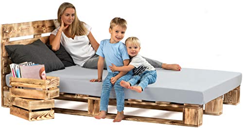 Sunnypillow 140x200 Cm Palettenbett Mit Kopfteil Holzbett Massivholzbett
