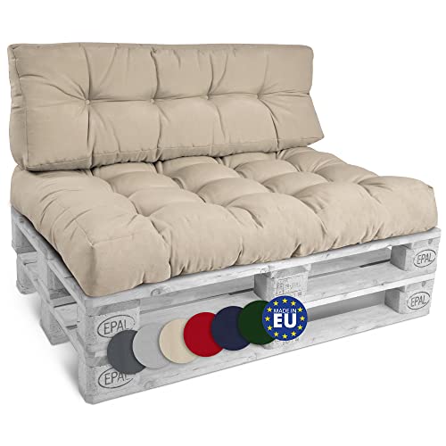 Beautissu Set Palettenkissen Outdoor 1x Sitzkissen 120x80 Cm