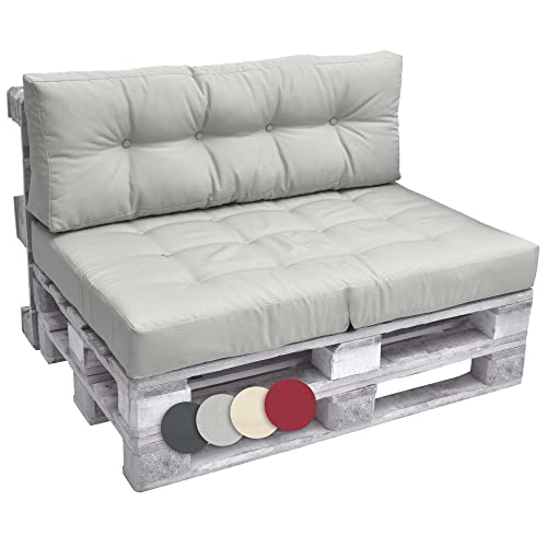 Beautissu Set Palettenkissen Outdoor 1x Sitzkissen 120x80cm 1x